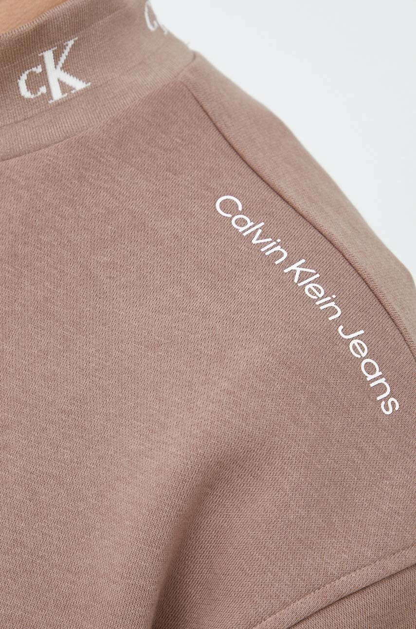 Calvin Klein Jeans Суичър в кафяво с принт - Pepit.bg