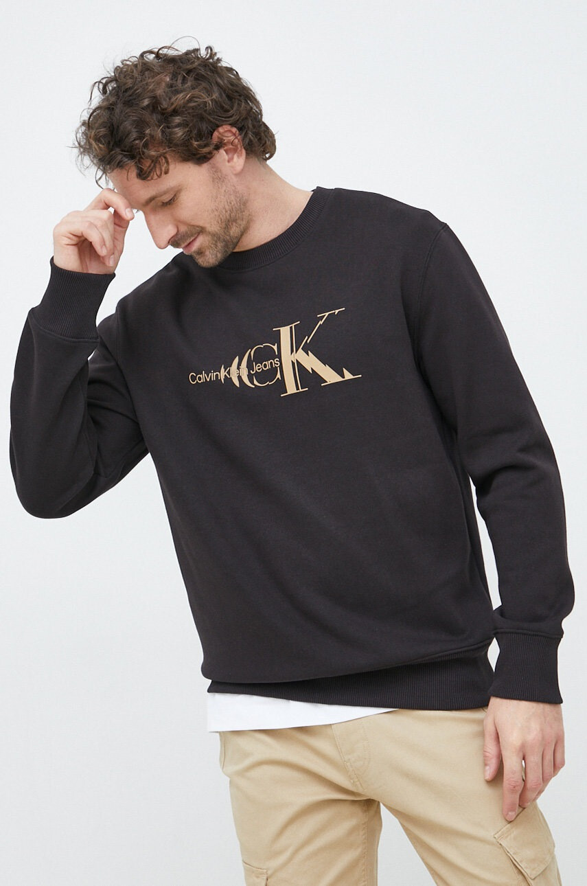 Calvin Klein Jeans Суичър в черно с принт - Pepit.bg