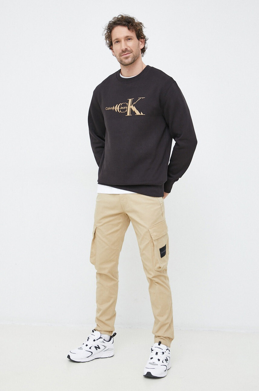 Calvin Klein Jeans Суичър в черно с принт - Pepit.bg