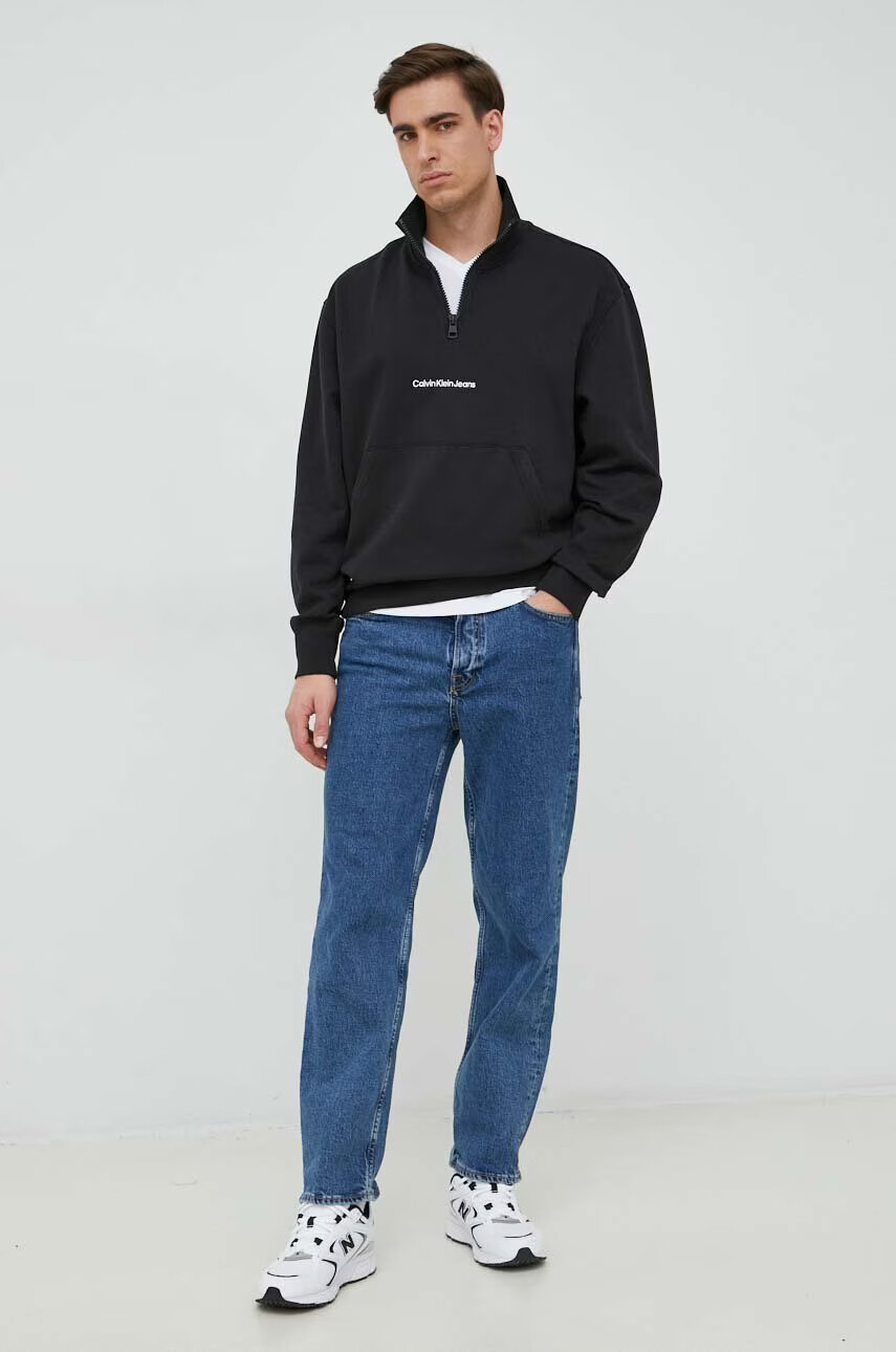 Calvin Klein Jeans Суичър в черно с апликация - Pepit.bg