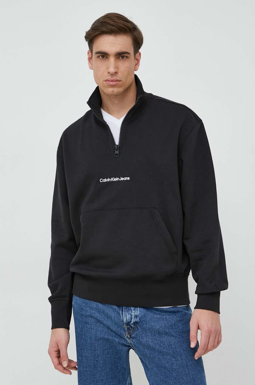 Calvin Klein Jeans Суичър в черно с апликация - Pepit.bg