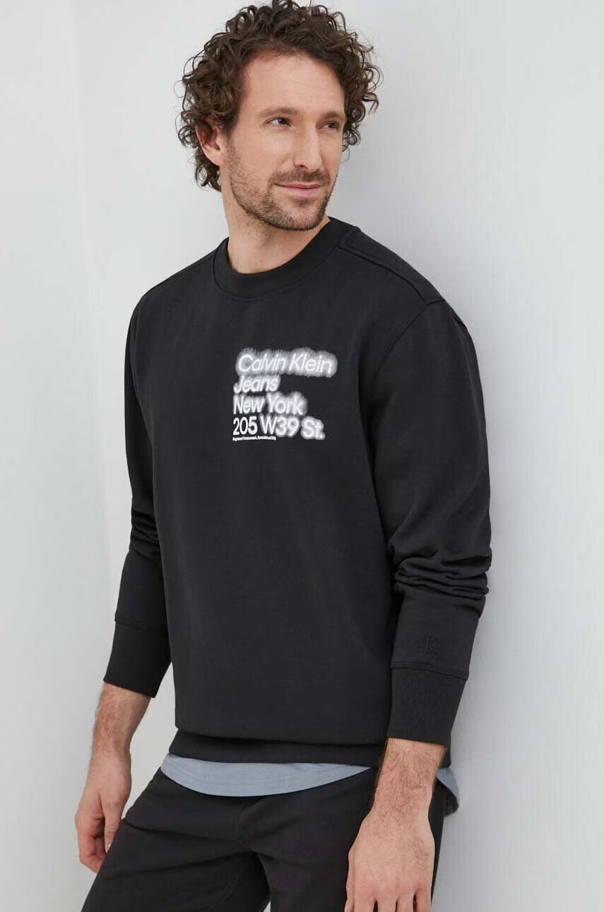 Calvin Klein Jeans Суичър в черно с принт - Pepit.bg