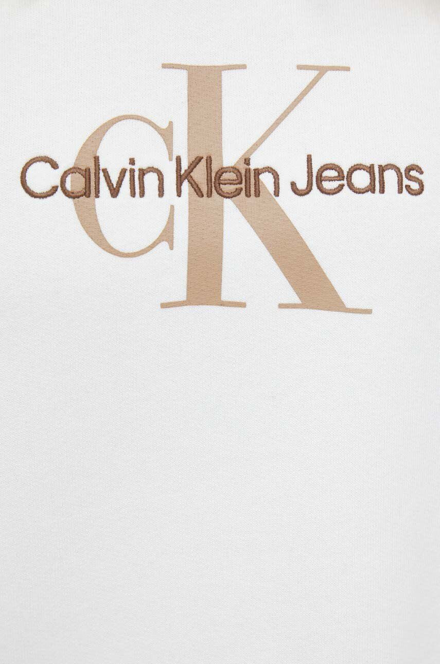 Calvin Klein Jeans Суичър в бежово с качулка с принт - Pepit.bg