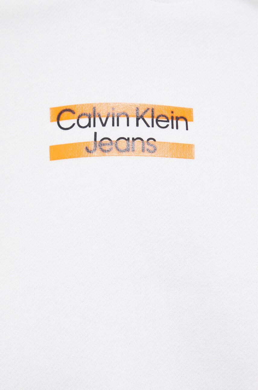 Calvin Klein Jeans Суичър в бяло с качулка с принт - Pepit.bg