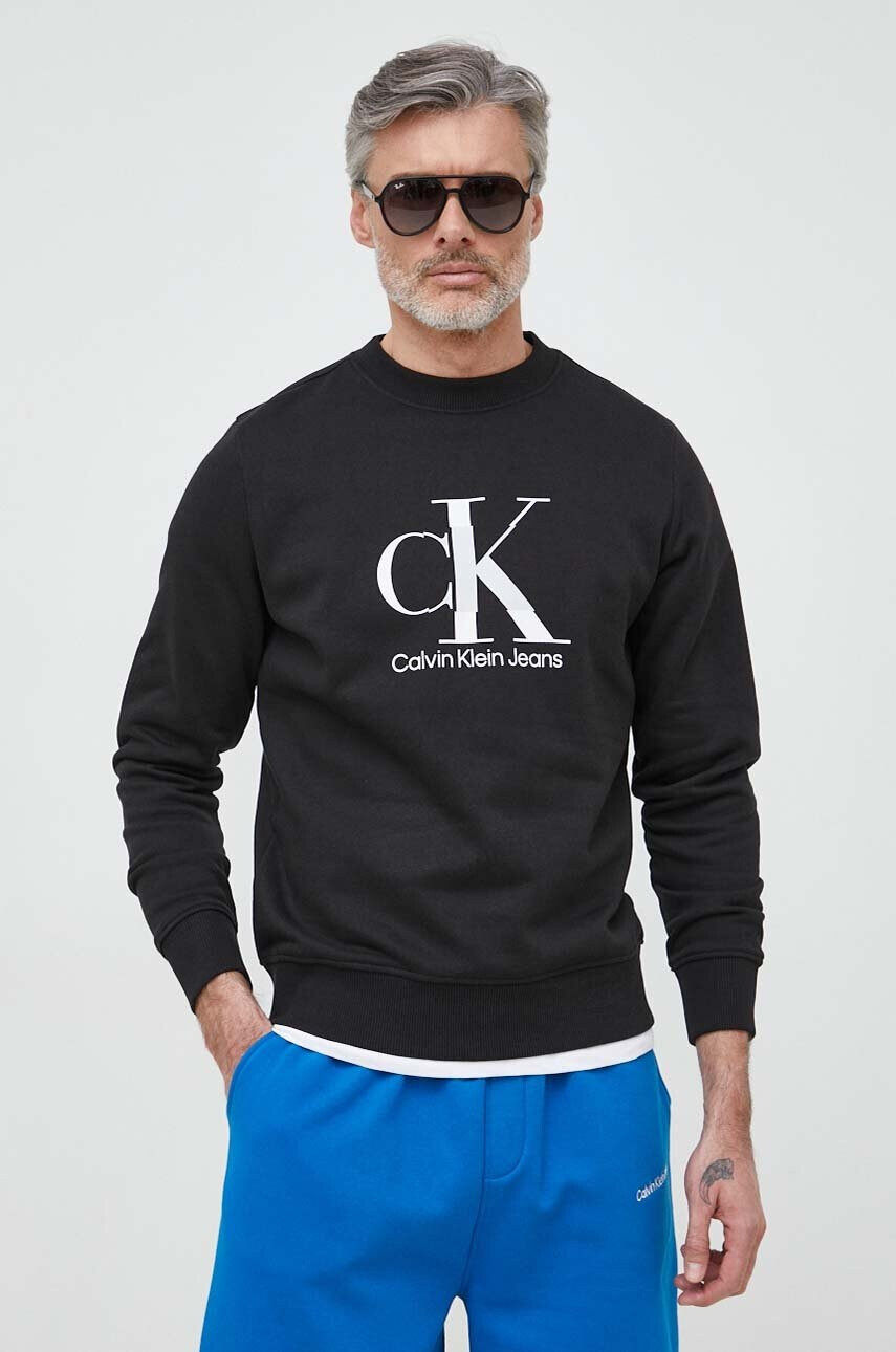 Calvin Klein Jeans Суичър в черно с принт - Pepit.bg
