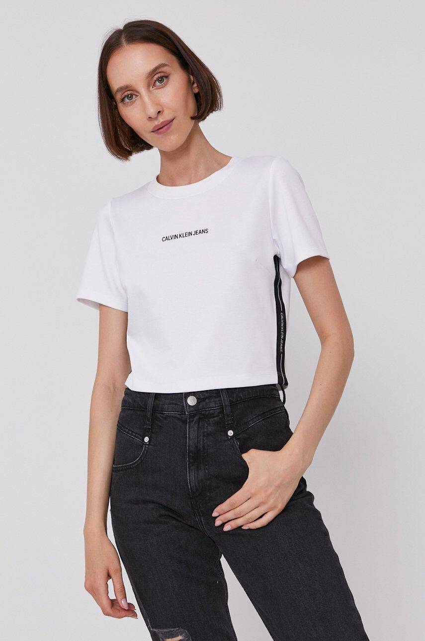 Calvin Klein Jeans Тениска дамска в бяло - Pepit.bg