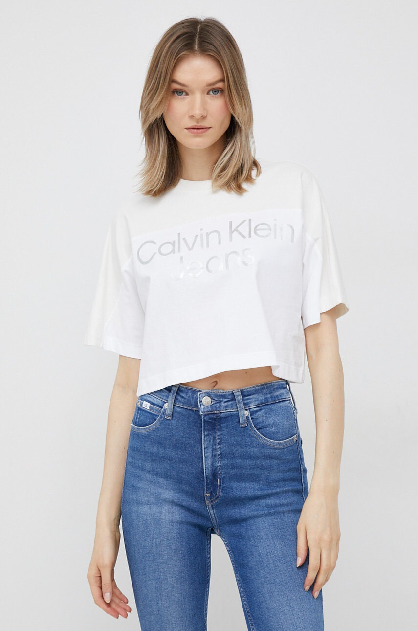 Calvin Klein Jeans Тениска в бежово - Pepit.bg