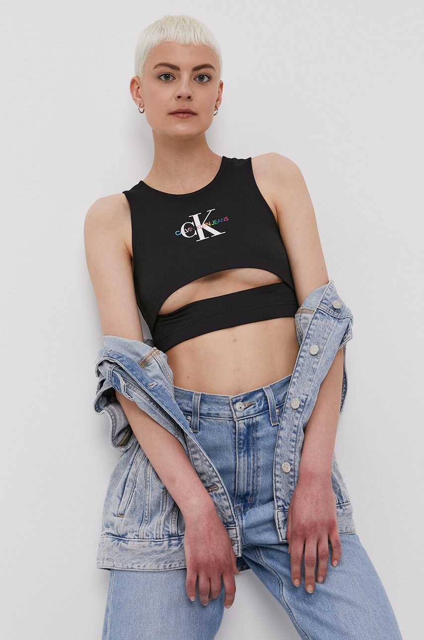 Calvin Klein Jeans Топ дамски в черно - Pepit.bg