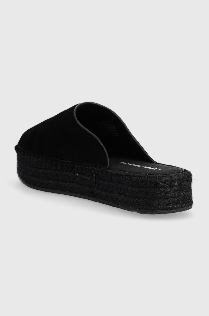 Calvin Klein Jeans Велурени чехли FLATFORM ROPE MULE SU CON в черно с платформа YW0YW00986 - Pepit.bg