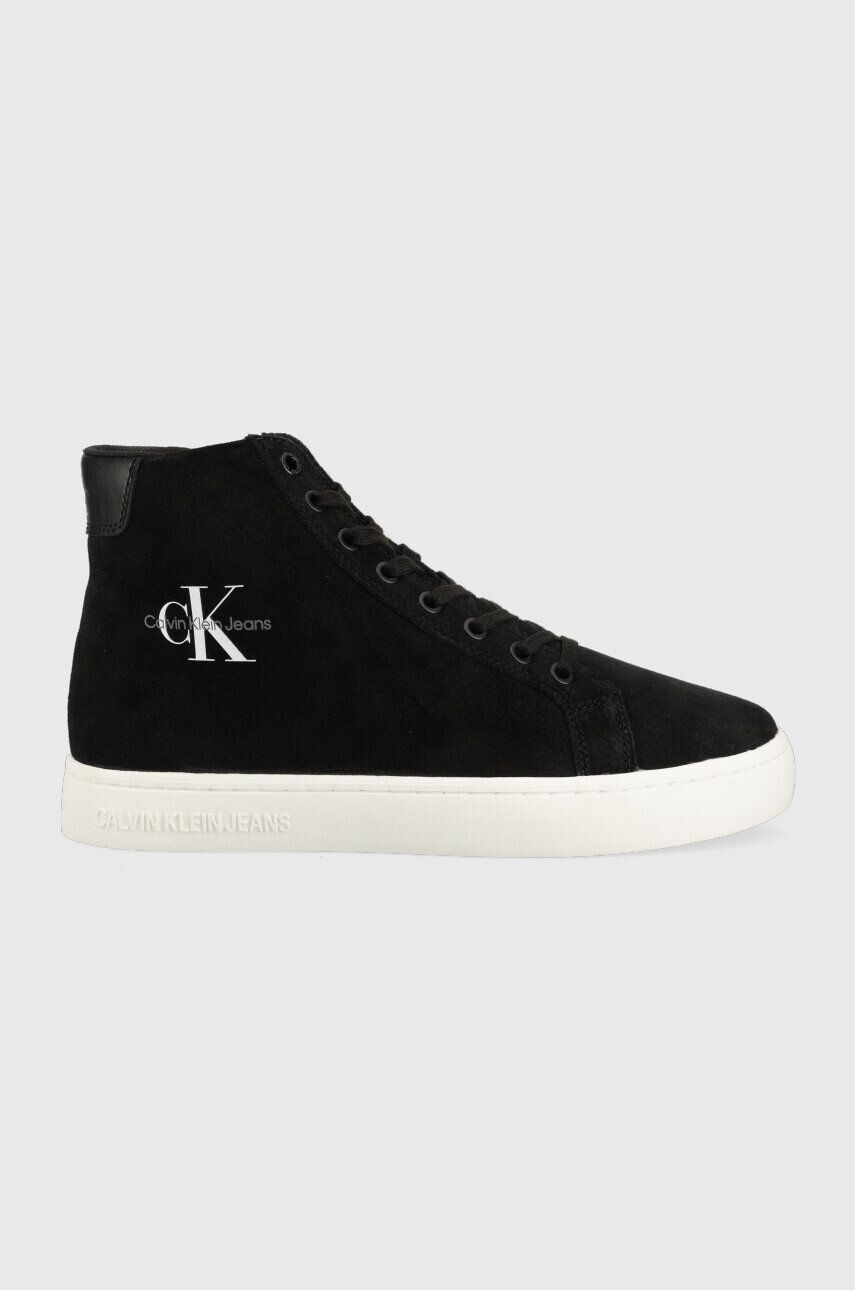 Calvin Klein Jeans Велурени маратонки Classic Cupsole Laceup Mid Su в черно - Pepit.bg