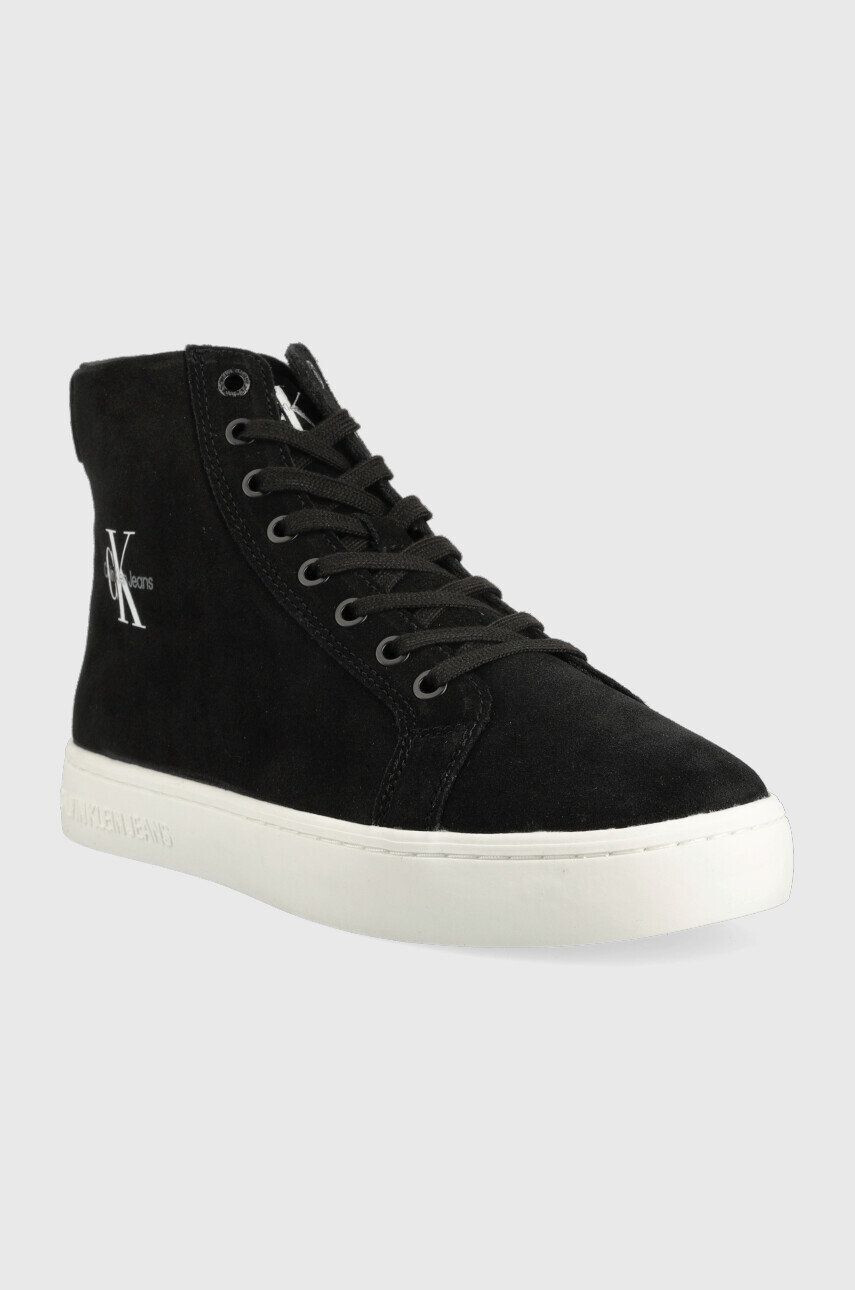 Calvin Klein Jeans Велурени маратонки Classic Cupsole Laceup Mid Su в черно - Pepit.bg