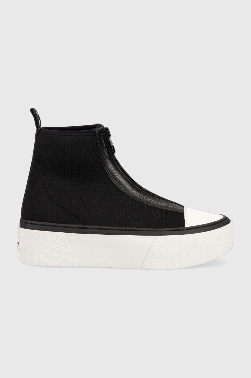 Calvin Klein Jeans Високи кецове Cupsole Flatform Mid Zip в черно - Pepit.bg