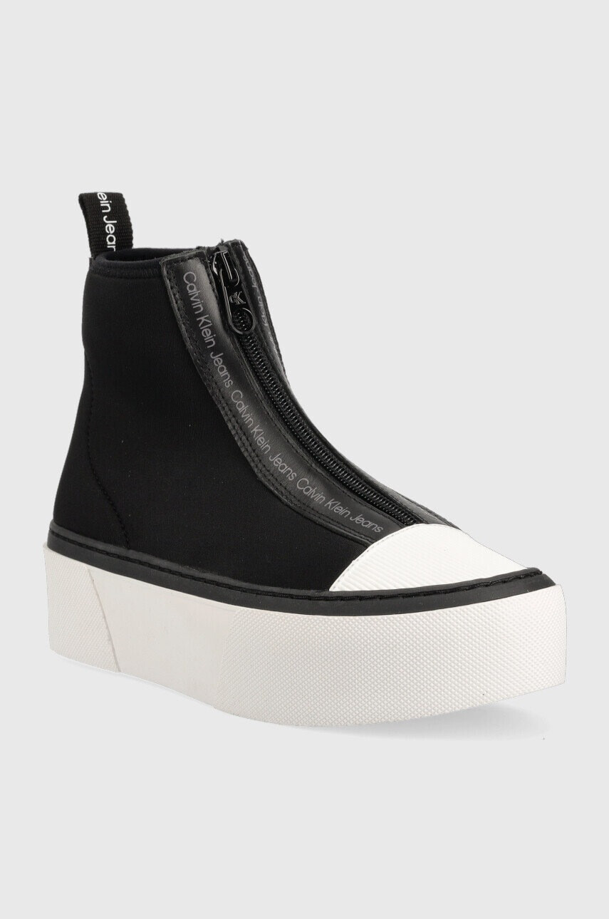 Calvin Klein Jeans Високи кецове Cupsole Flatform Mid Zip в черно - Pepit.bg
