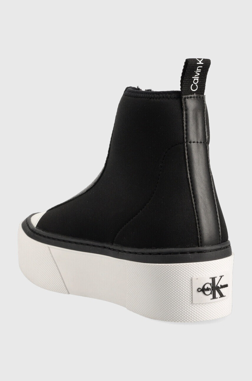 Calvin Klein Jeans Високи кецове Cupsole Flatform Mid Zip в черно - Pepit.bg