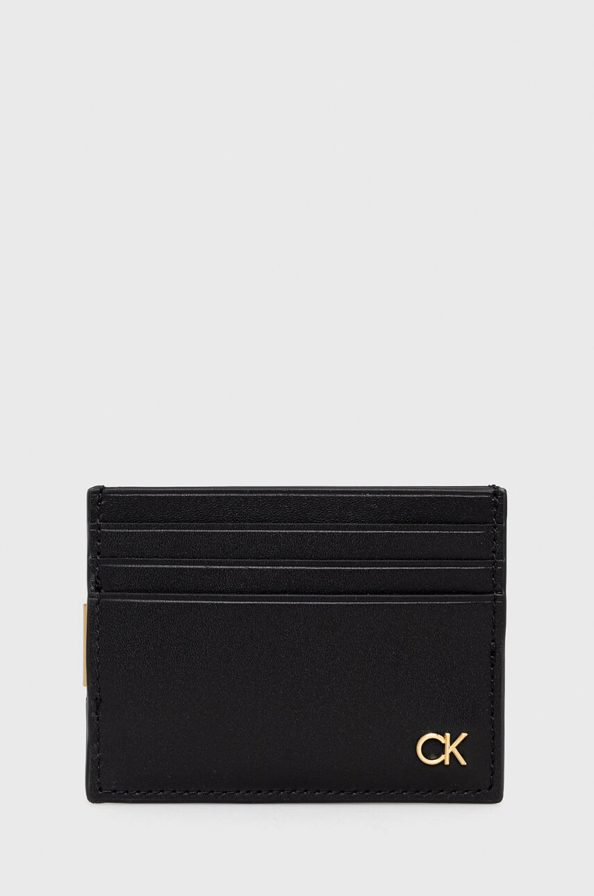 Calvin Klein Кожен калъф за карти в черно - Pepit.bg