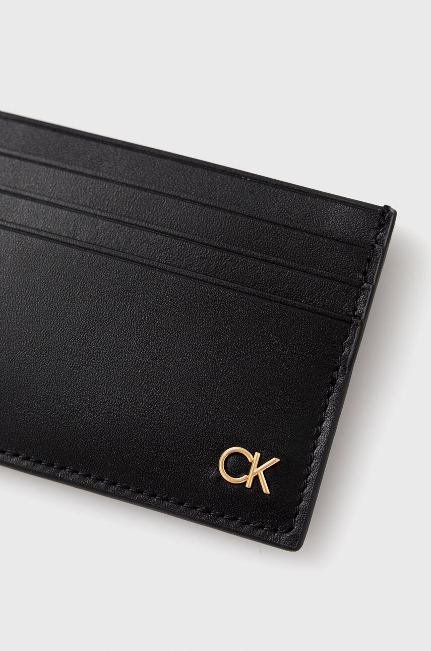 Calvin Klein Кожен калъф за карти в черно - Pepit.bg