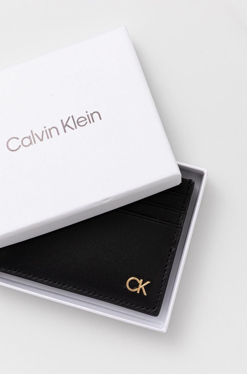 Calvin Klein Кожен калъф за карти в черно - Pepit.bg