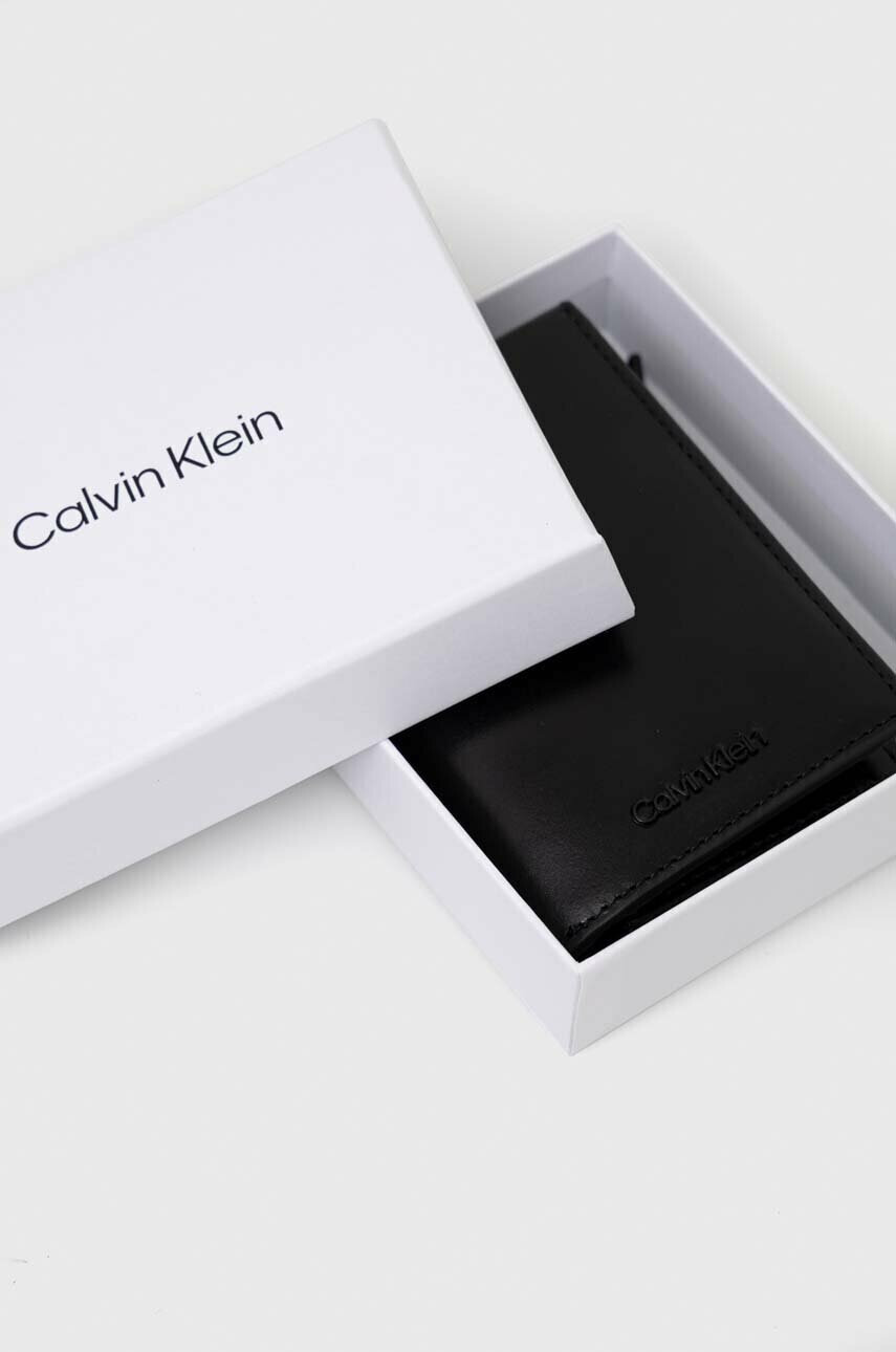 Calvin Klein Кожен портфейл мъжки в черно - Pepit.bg