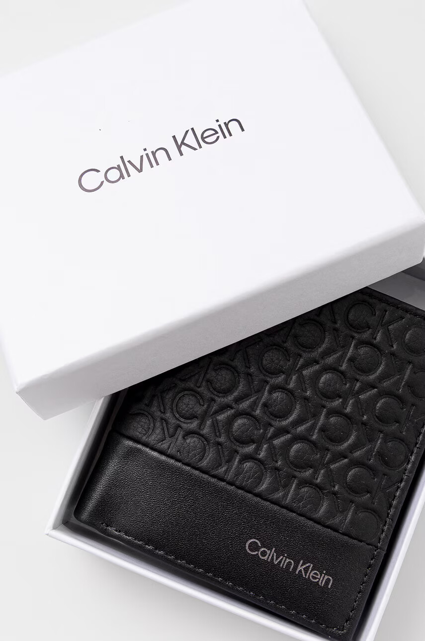 Calvin Klein Кожен портфейл мъжки в черно - Pepit.bg