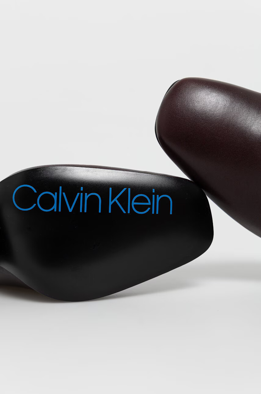 Calvin Klein Кожени боти дамски в кафяво с висок ток - Pepit.bg