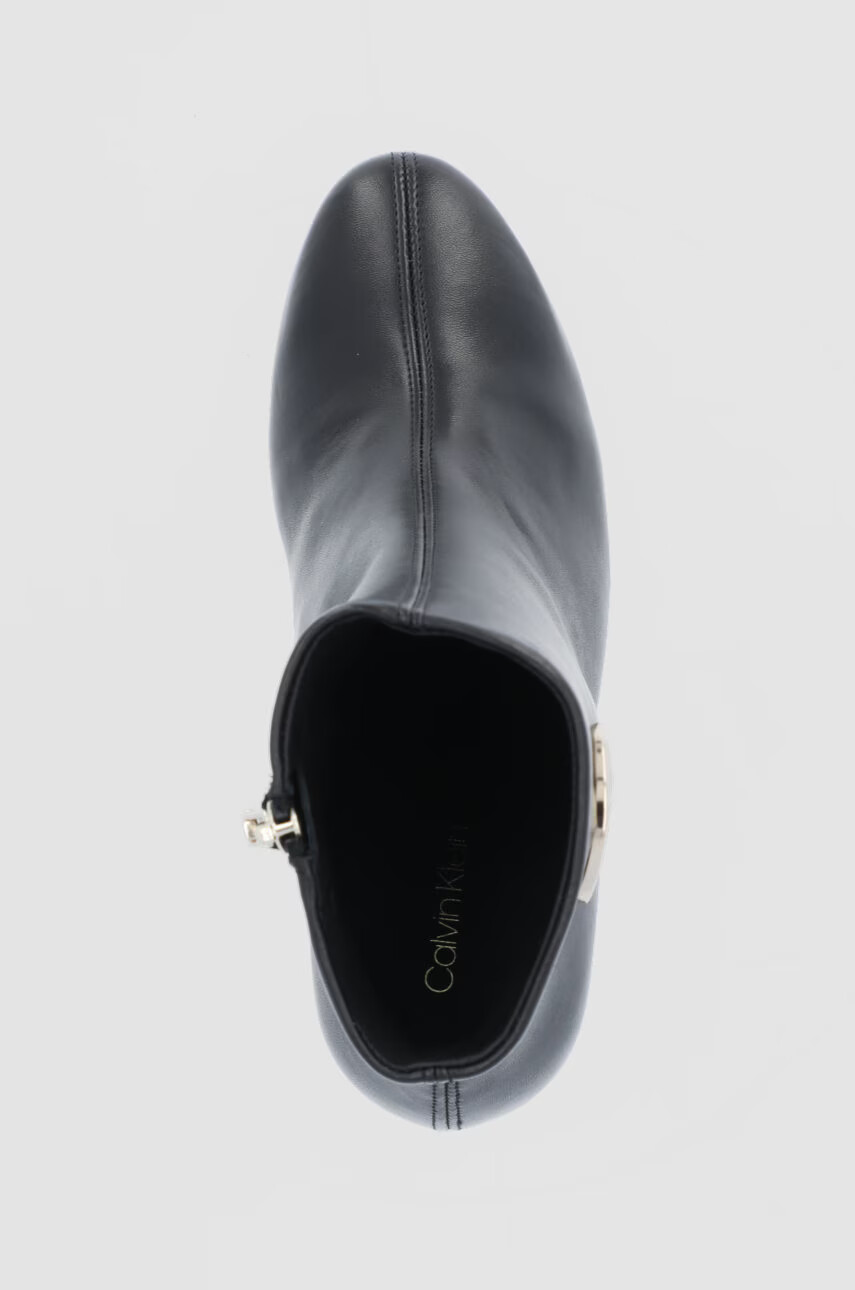 Calvin Klein Кожени боти дамски в черно с висок ток - Pepit.bg