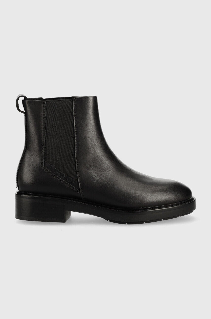 Calvin Klein Кожени боти челси Rubber Sole Chelsea в черно с платформа - Pepit.bg