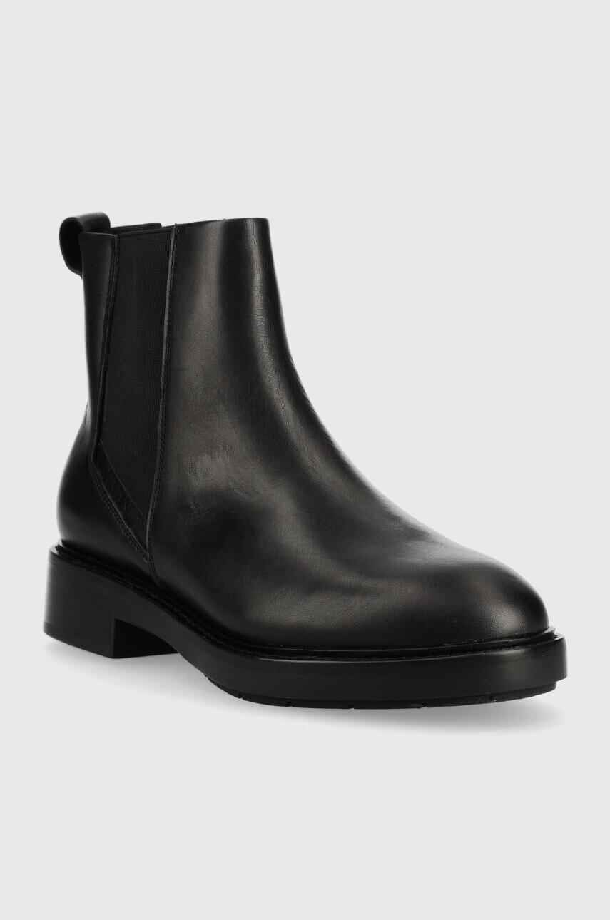 Calvin Klein Кожени боти челси Rubber Sole Chelsea в черно с платформа - Pepit.bg