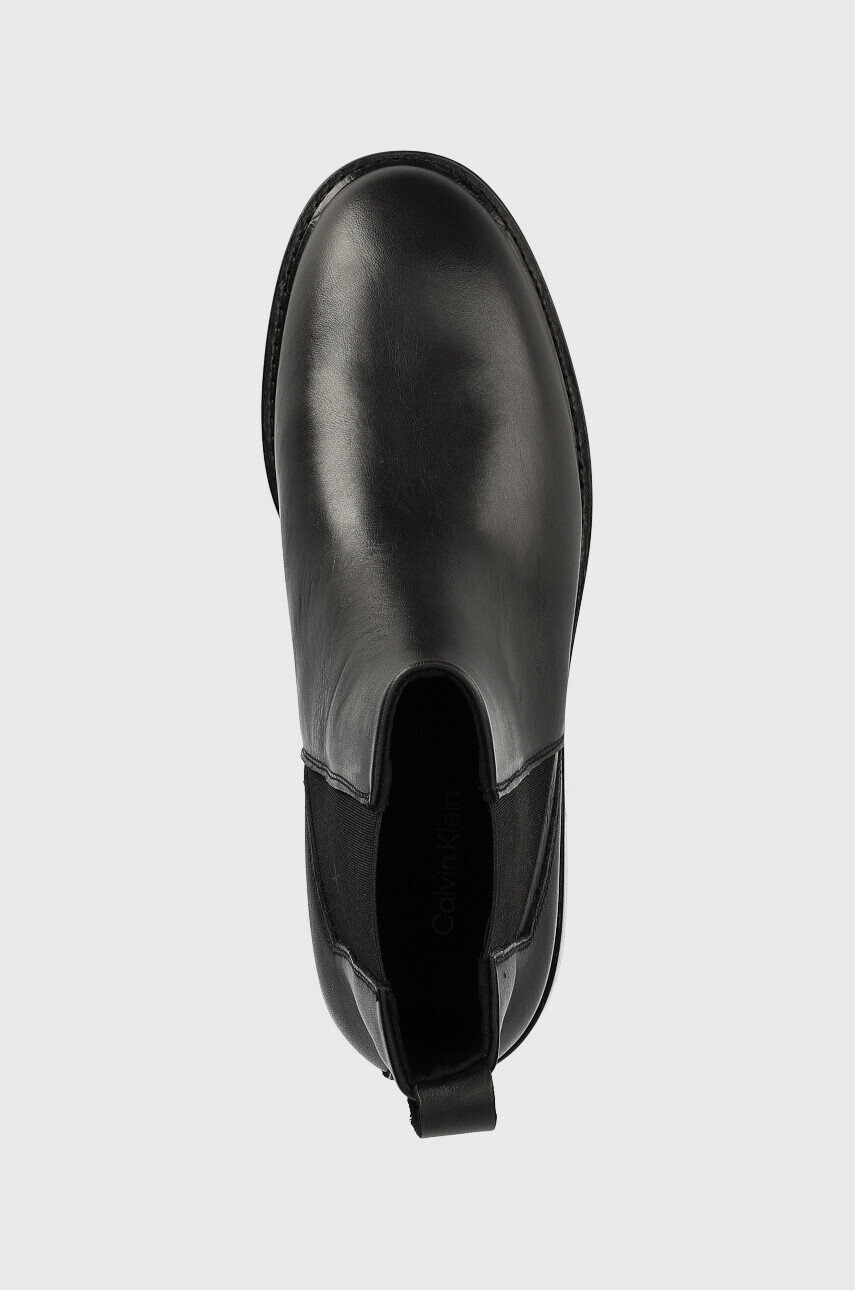 Calvin Klein Кожени боти челси Rubber Sole Chelsea в черно с платформа - Pepit.bg