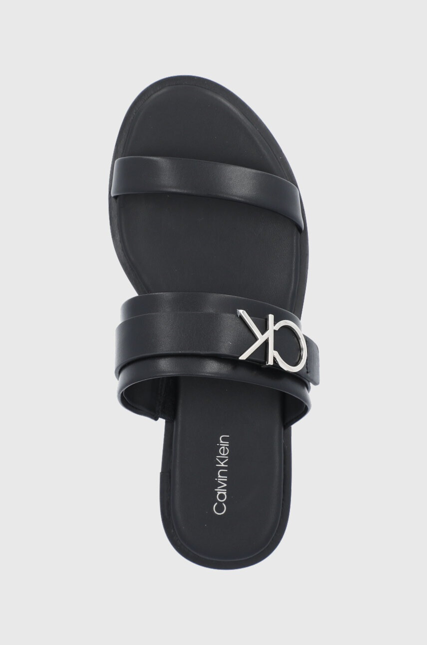 Calvin Klein Кожени чехли дамско в черно - Pepit.bg