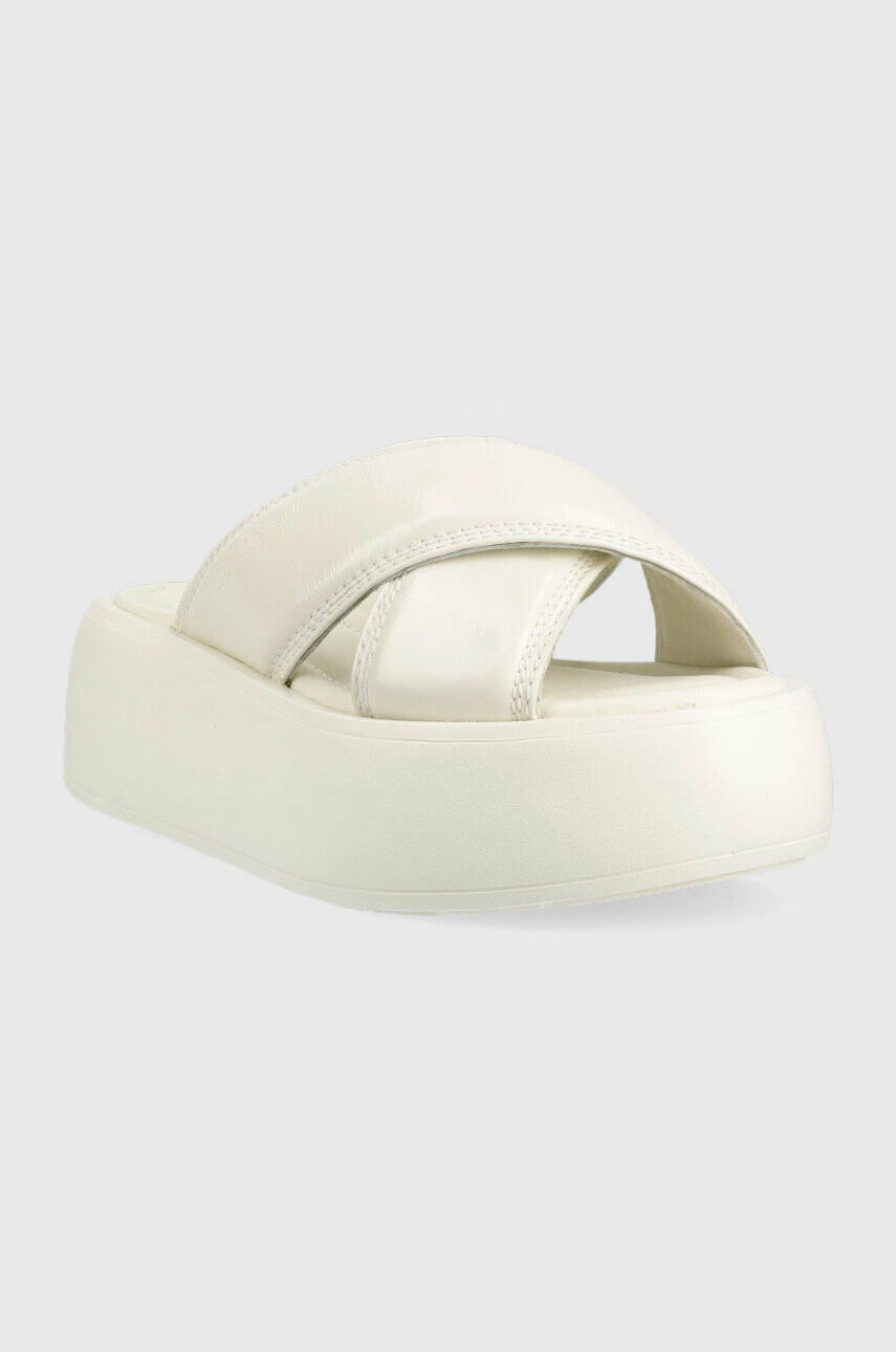Calvin Klein Кожени чехли BUBBLE SLIDE - PAT в бяло с платформа HW0HW01469 - Pepit.bg