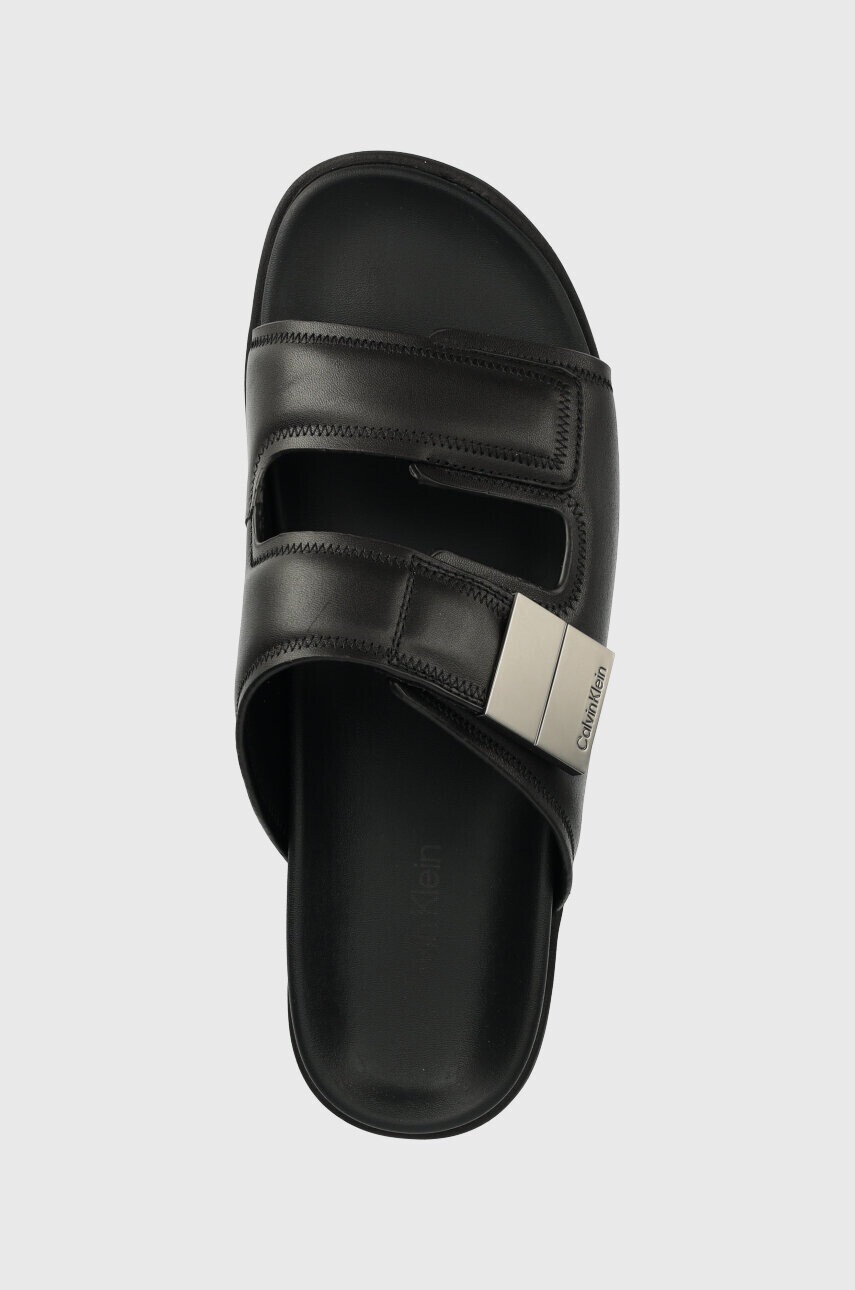 Calvin Klein Кожени чехли DOUBLE STRAP SANDAL в черно HM0HM00945 - Pepit.bg