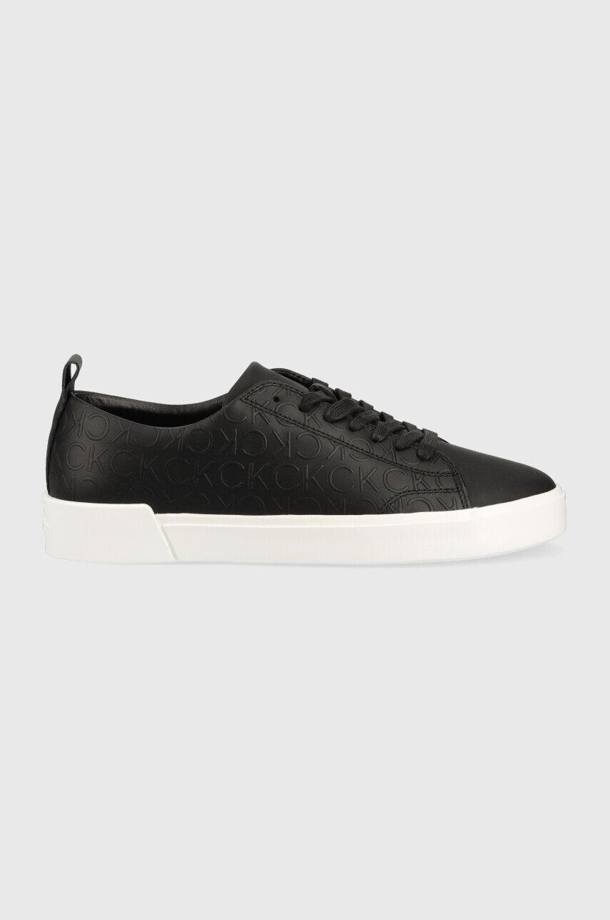 Calvin Klein Кожени маратонки Low Top Lace Up Mono в черно - Pepit.bg