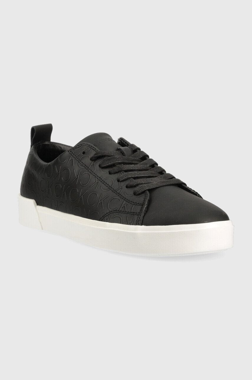 Calvin Klein Кожени маратонки Low Top Lace Up Mono в черно - Pepit.bg