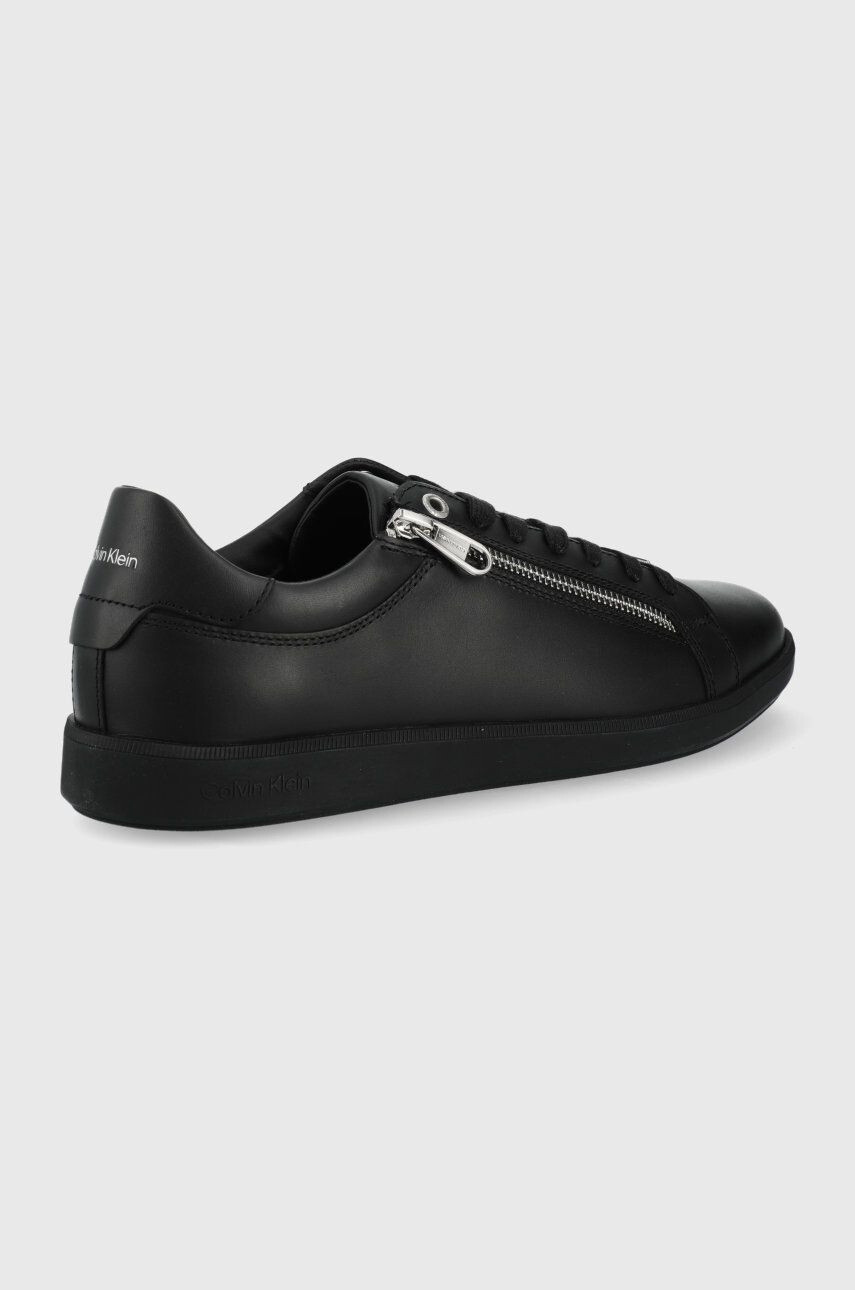 Calvin Klein Кожени маратонки Low Top Lace Up W/zip в черно - Pepit.bg