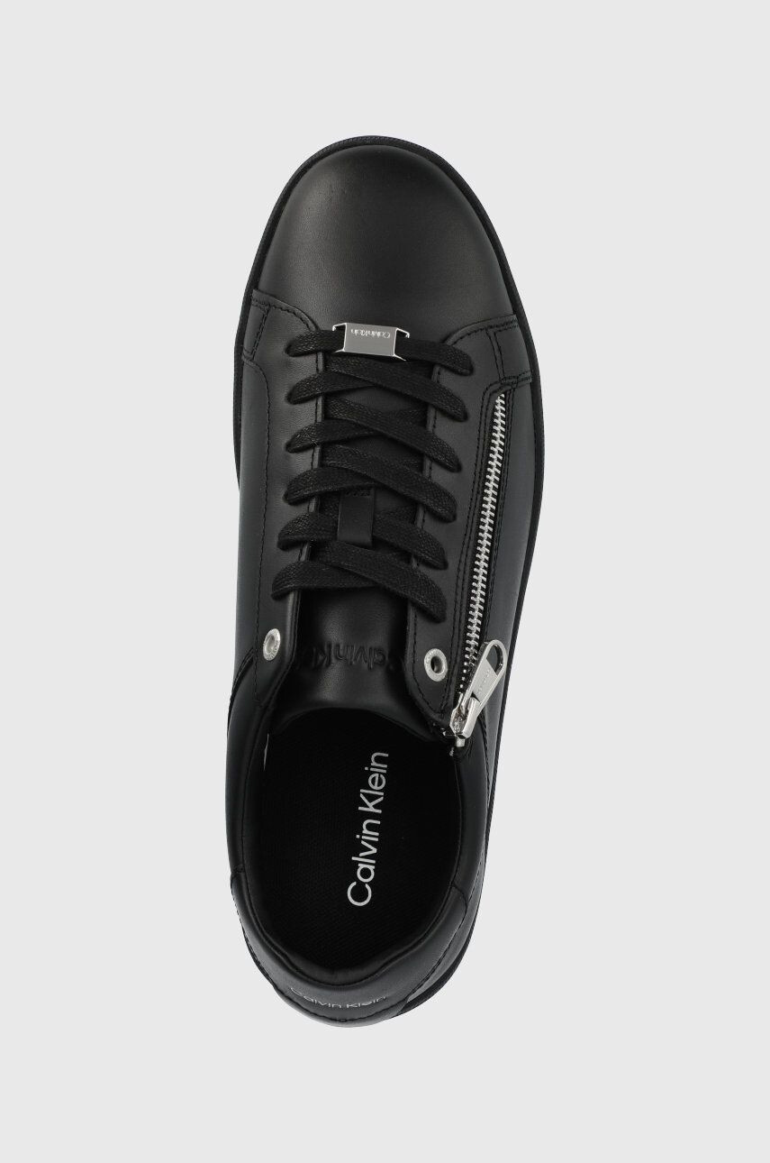 Calvin Klein Кожени маратонки Low Top Lace Up W/zip в черно - Pepit.bg