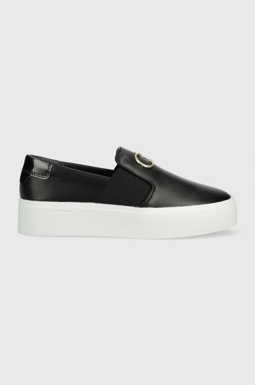 Calvin Klein Кожени маратонки CUPSOLE FLATFORM SLIP ON W/HW в черно HW0HW01421 - Pepit.bg