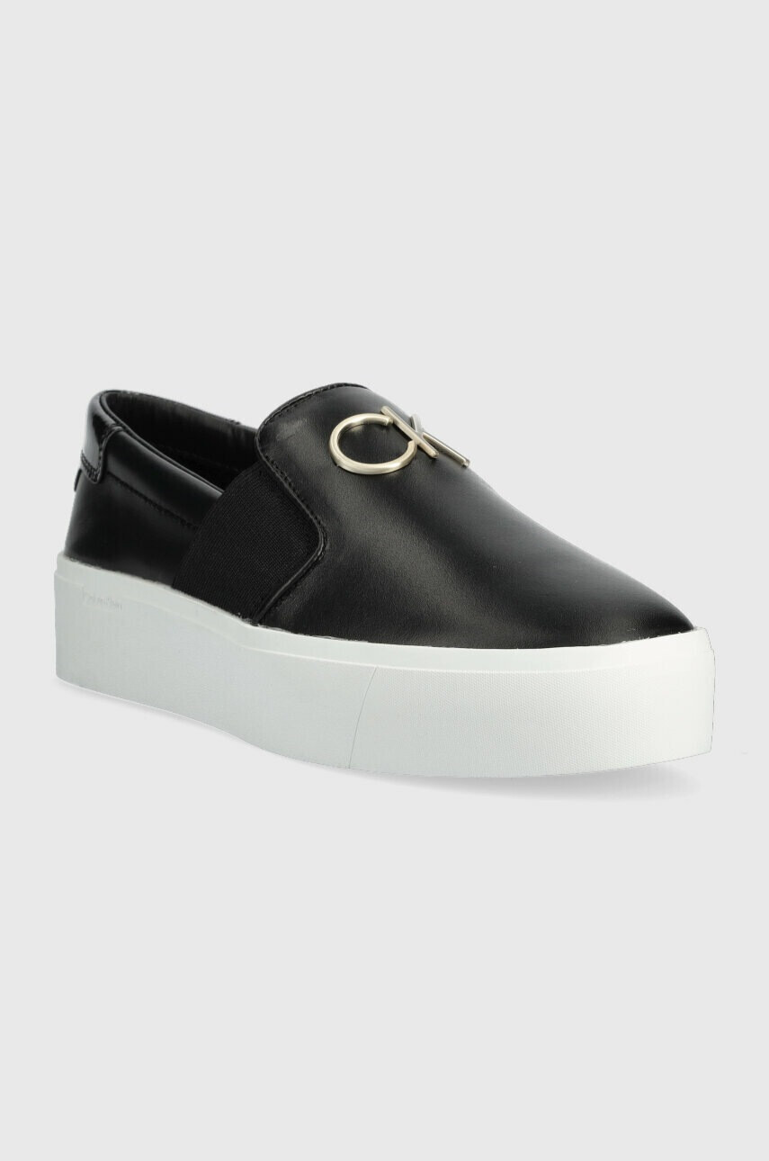Calvin Klein Кожени маратонки CUPSOLE FLATFORM SLIP ON W/HW в черно HW0HW01421 - Pepit.bg