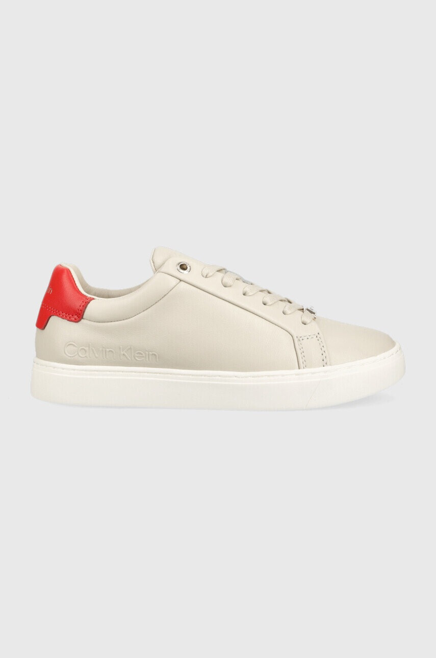 Calvin Klein Кожени маратонки Cupsole Lace Up в сиво - Pepit.bg