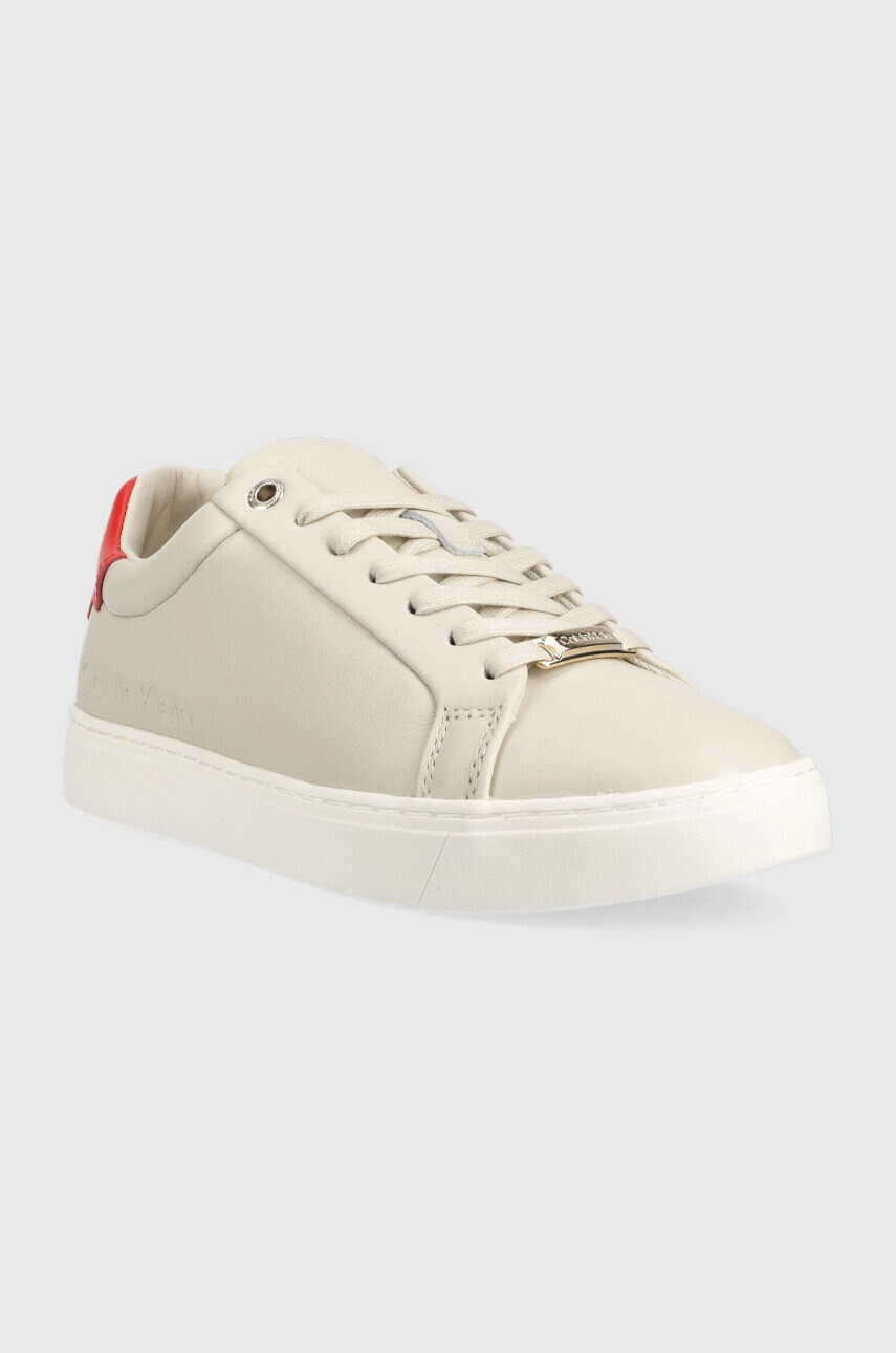 Calvin Klein Кожени маратонки Cupsole Lace Up в сиво - Pepit.bg