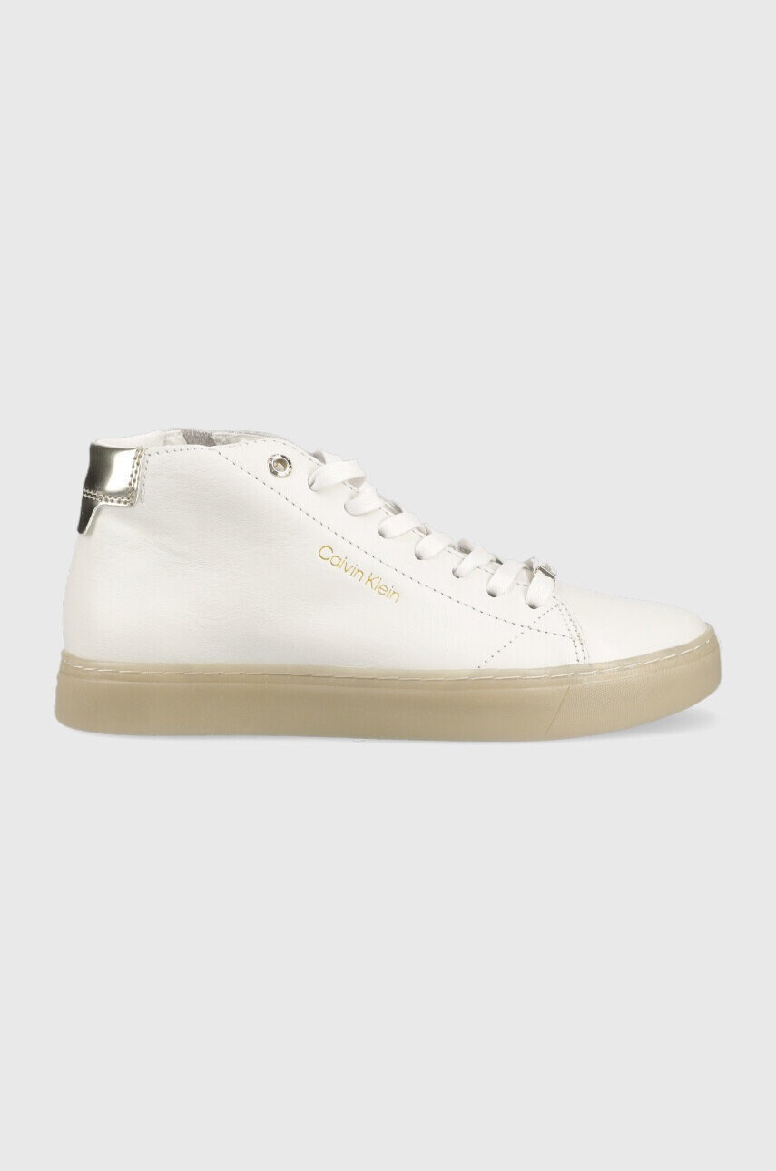 Calvin Klein Кожени маратонки Cupsole Unlined High Top в бяло - Pepit.bg