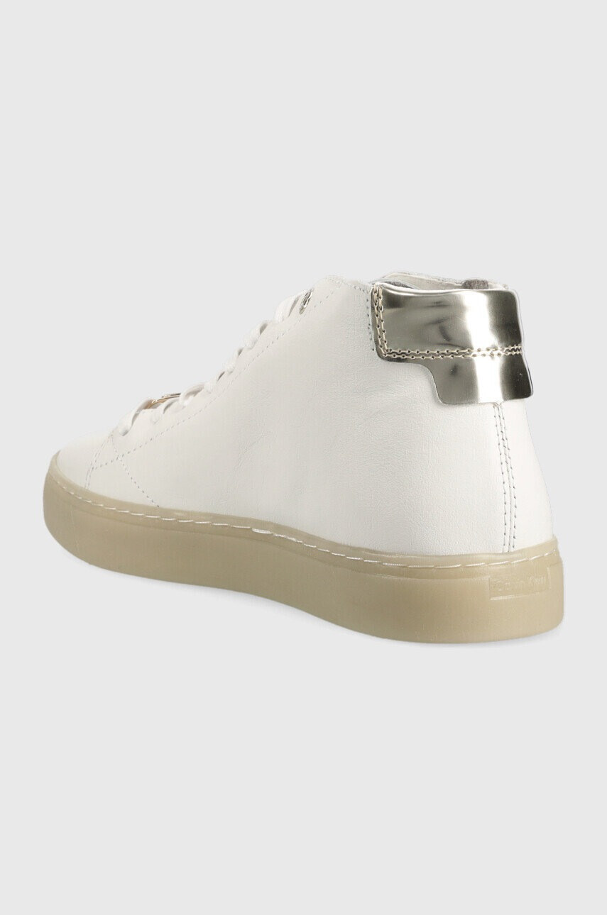 Calvin Klein Кожени маратонки Cupsole Unlined High Top в бяло - Pepit.bg
