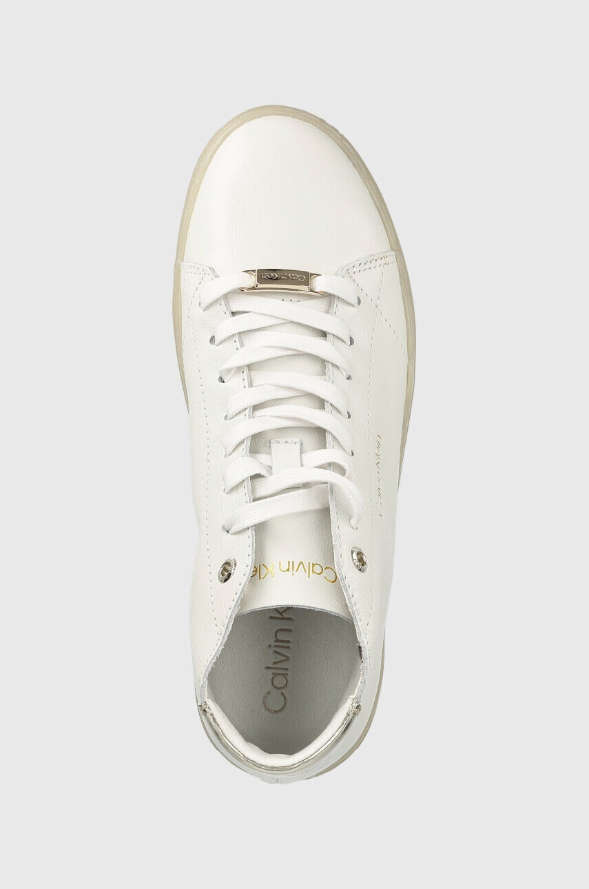 Calvin Klein Кожени маратонки Cupsole Unlined High Top в бяло - Pepit.bg
