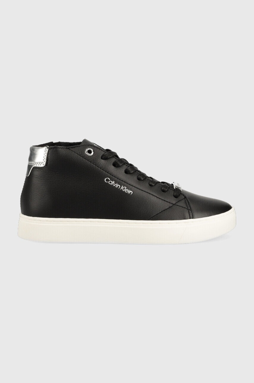 Calvin Klein Кожени маратонки Cupsole Unlined High Top в черно - Pepit.bg