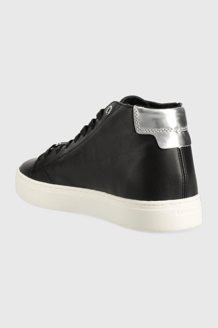 Calvin Klein Кожени маратонки Cupsole Unlined High Top в черно - Pepit.bg