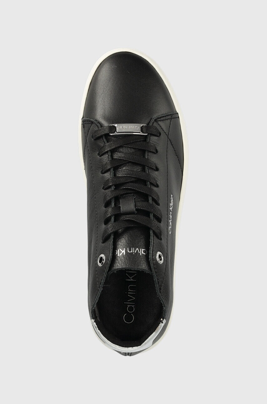 Calvin Klein Кожени маратонки Cupsole Unlined High Top в черно - Pepit.bg