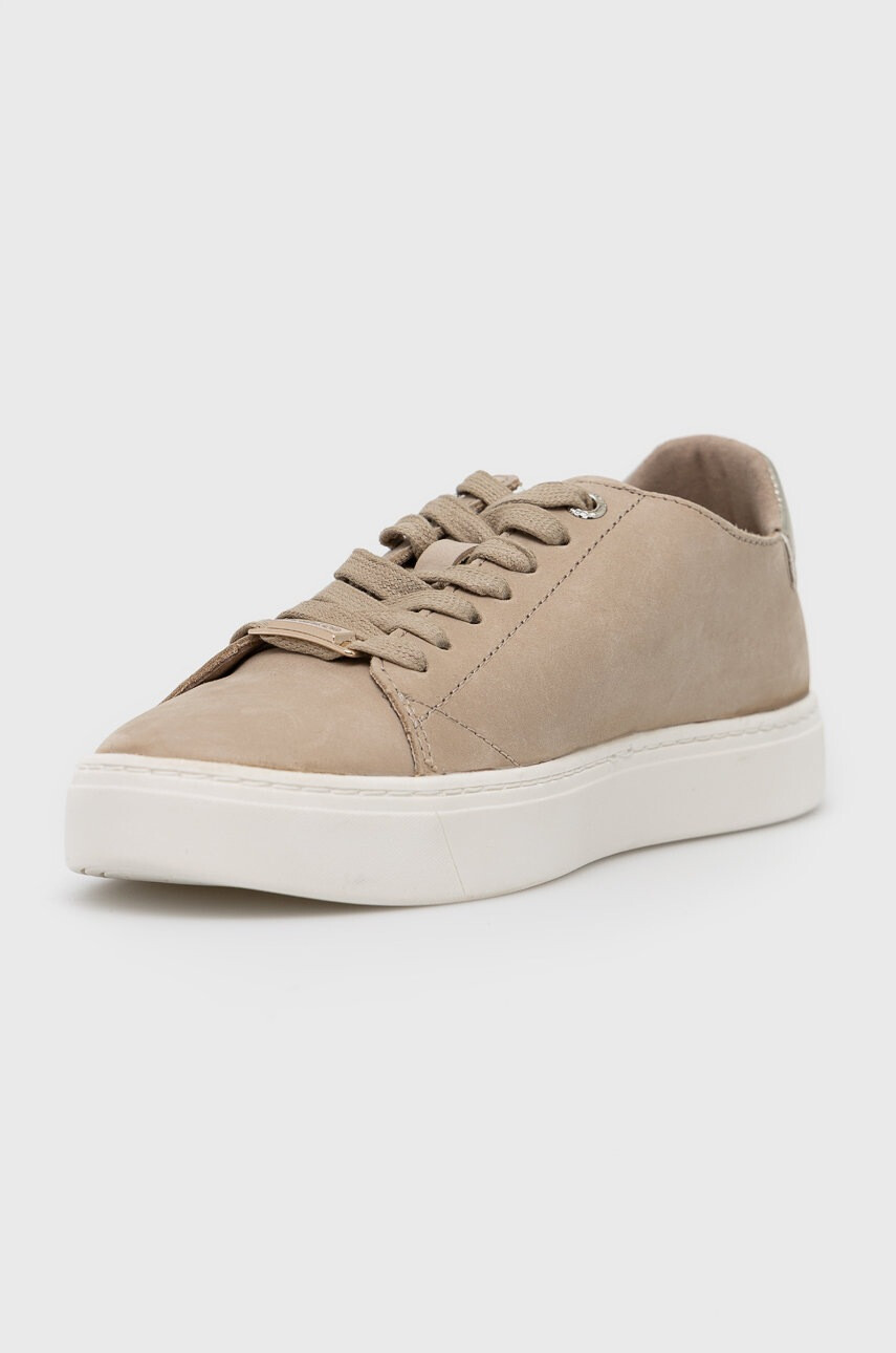 Calvin Klein Кожени маратонки Cupsole Unlined Lace Up в бежово - Pepit.bg