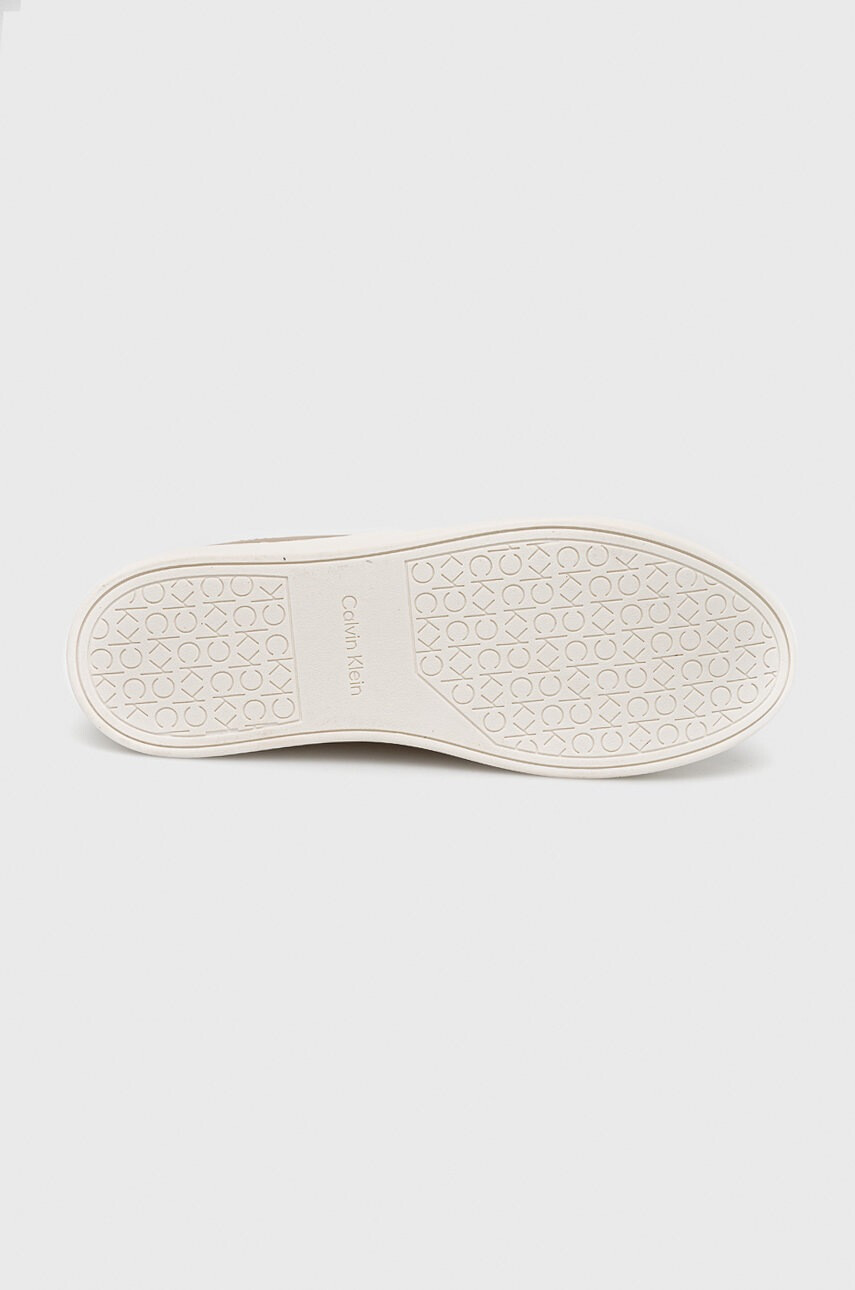 Calvin Klein Кожени маратонки Cupsole Unlined Lace Up в бежово - Pepit.bg