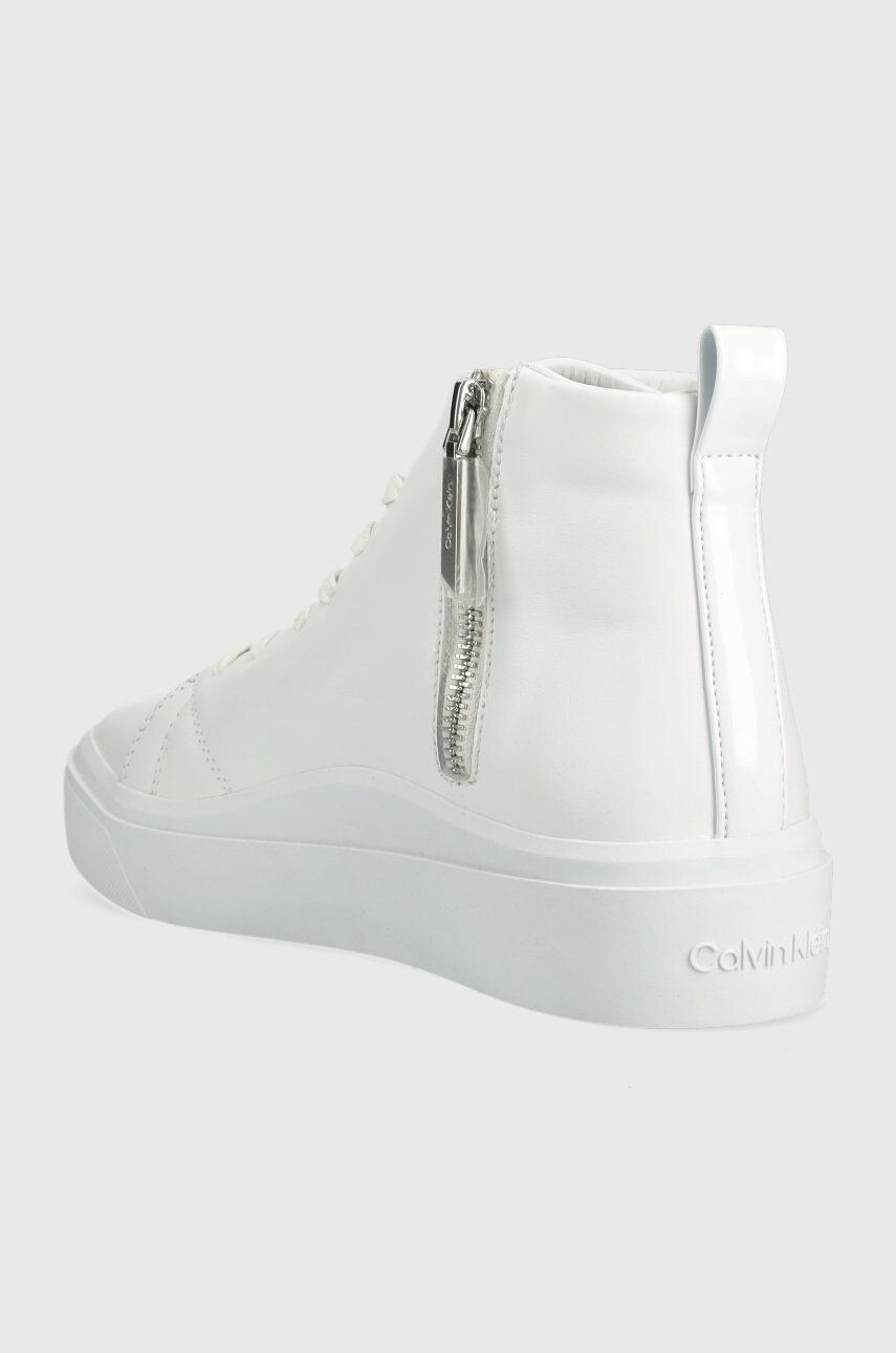 Calvin Klein Кожени маратонки Cupsole Wave High Top в бяло - Pepit.bg