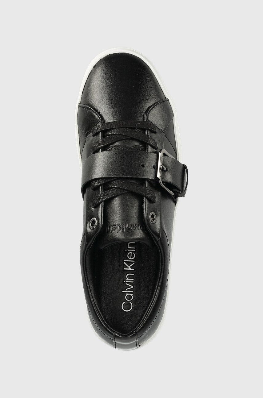 Calvin Klein Кожени маратонки Flatform Cupsole Lace Up в черно - Pepit.bg