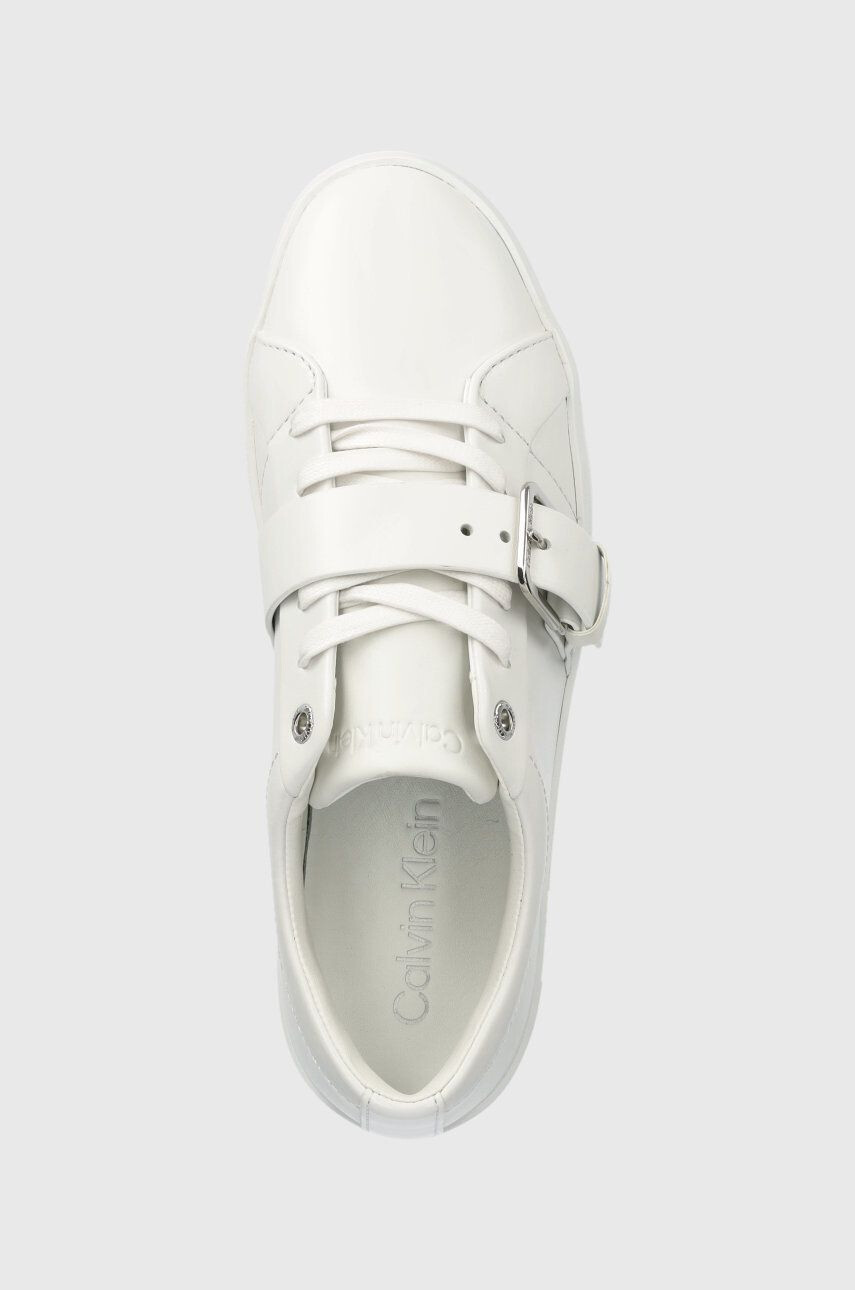 Calvin Klein Кожени маратонки Flatform Cupsole Lace Up в бяло - Pepit.bg